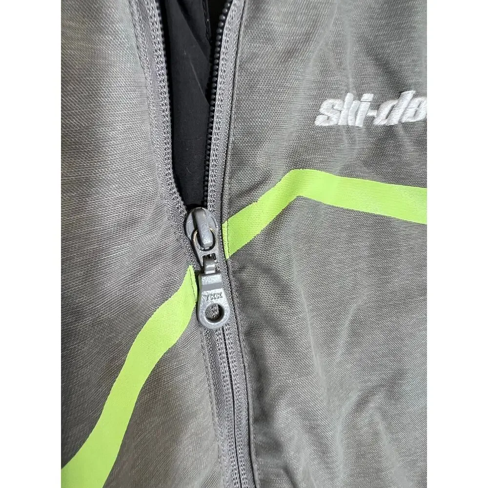 Ski-doo Boys Youth 12 Snowmobile Racing Coat Jacket Grey Taupe Winter Snow Ski